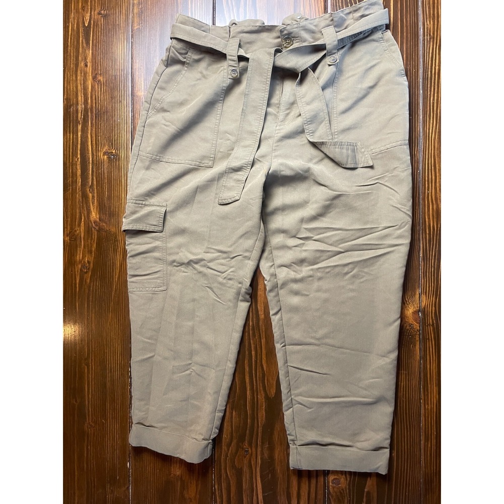 Popsugar Pants, Women's Size Large, Brawn, Tie-Belt Utility Trousers, RN#73277